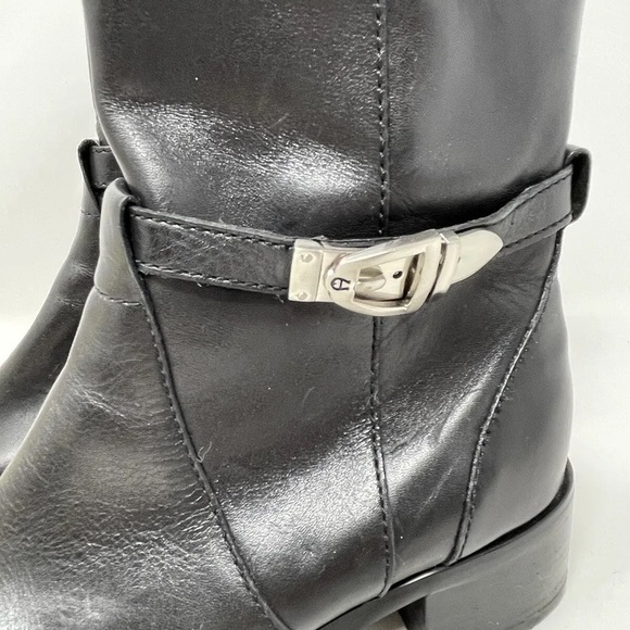 Ankle Boots Size 7 Women's Etienne Aigner Black Leather Buckle Booties - Picture 2 of 5